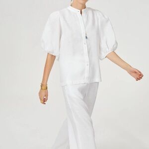 NWT Lanhtropy Bubble Linen Shirt in White